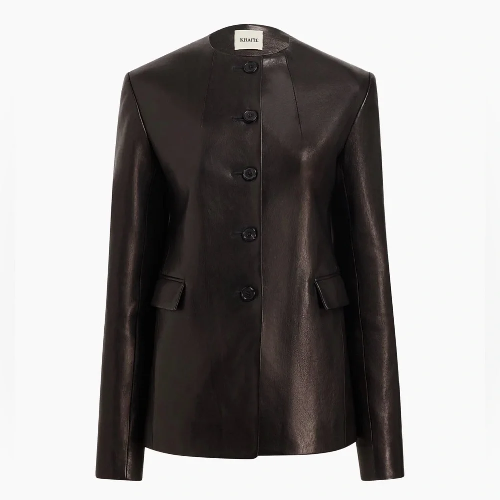 Khaite Jameson Leather Jacket, 4, Black - Picture 1 of 17